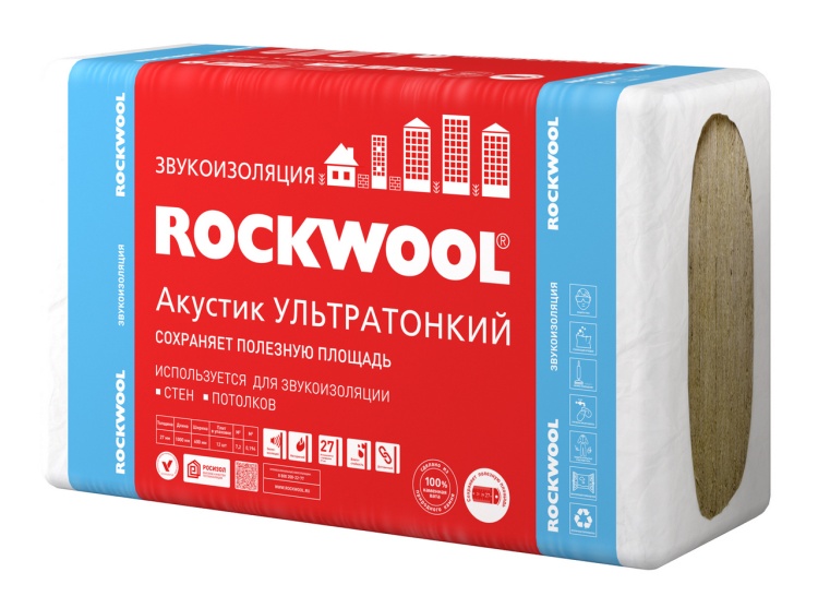 Rockwool Акустик Баттс Ультратонкий (1000*600*27) 12п/0,194м3/7,2м2/14пач.под