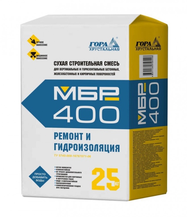 Гора Хрустальная Ремонтная смесь для бетона МБР400 25кг/40м